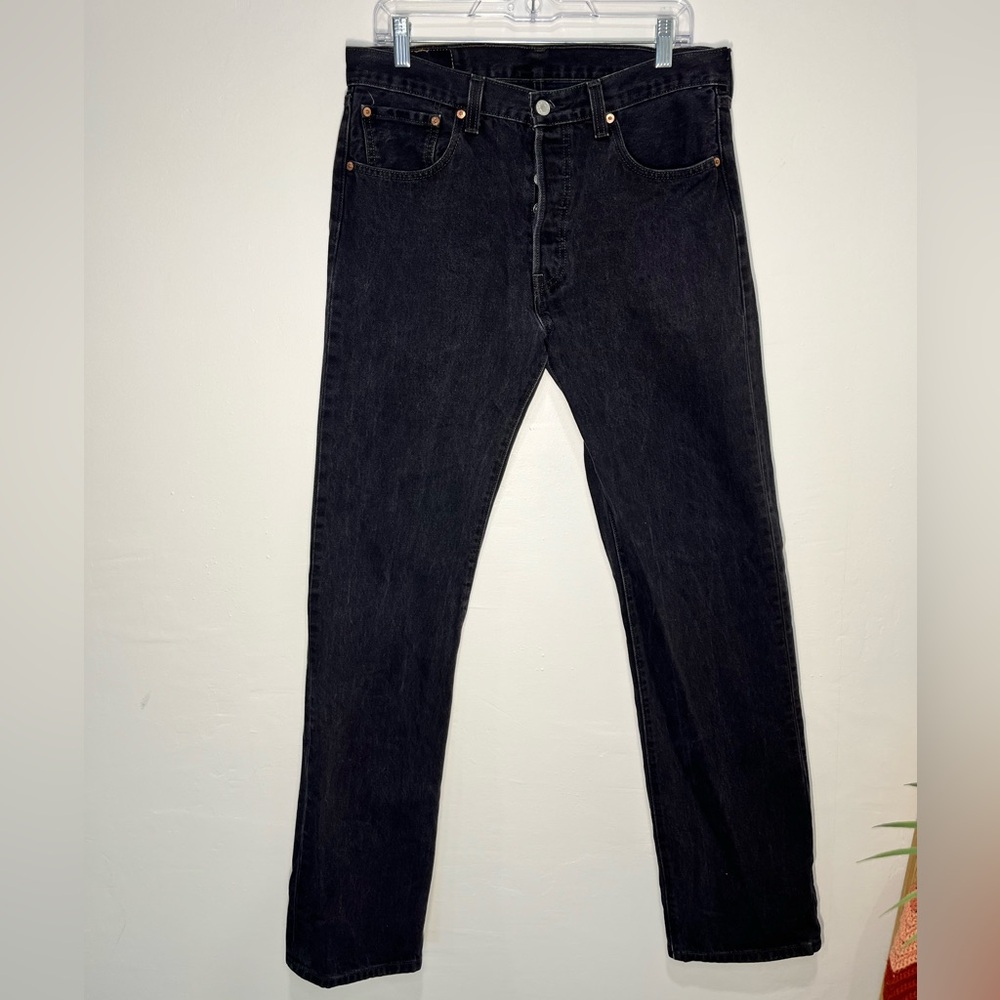 Levi’s 501 Black Jeans 34x36 Straight Leg Button Fly Classic Denim